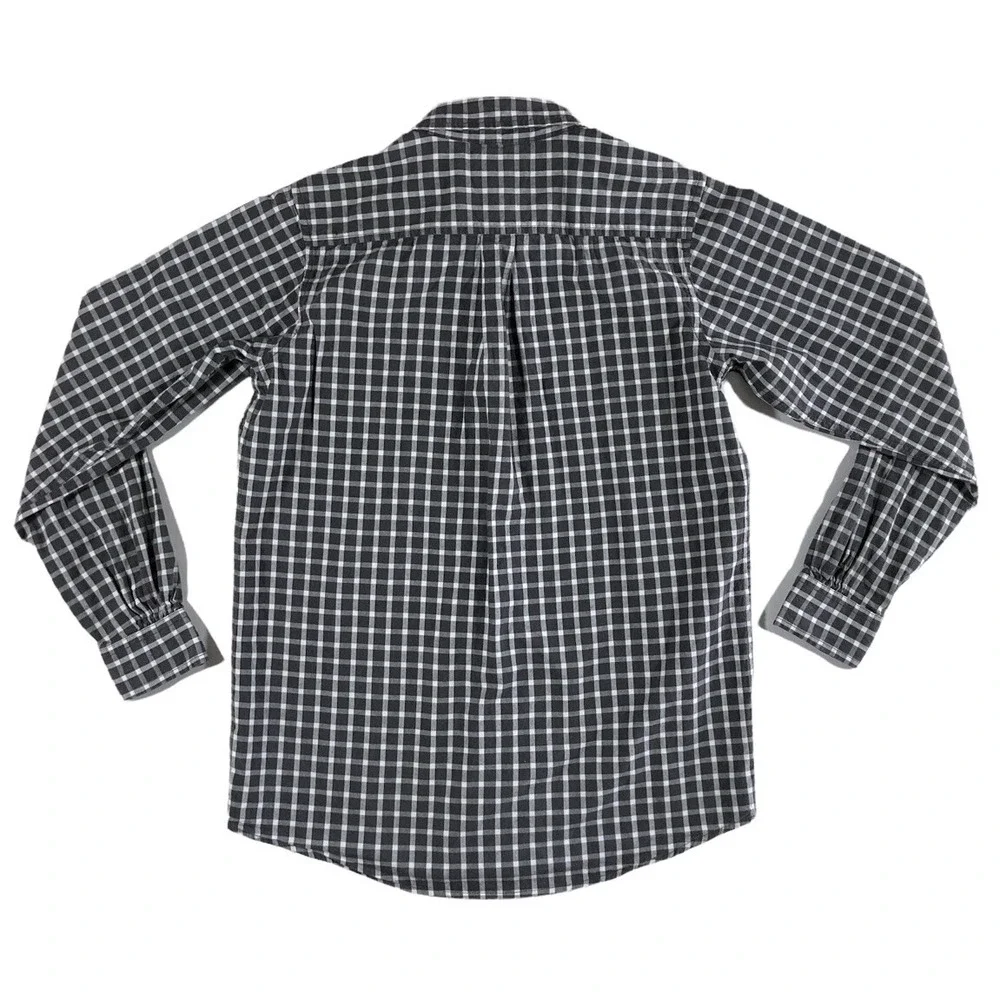 PLACE Size 10 12 Boys DRESS SHIRT Children's Place Plaid Button Up‎ Black White